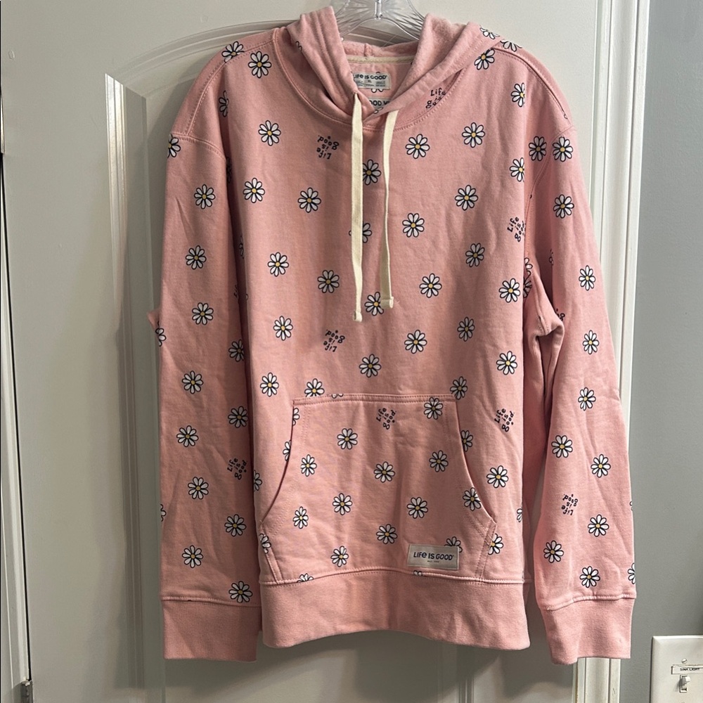 Life Is Good Pink Floral Women's Hoodie